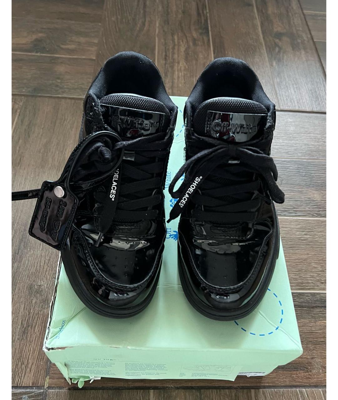 OFF-WHITE Черные кроссовки из лакированной кожи, фото 2