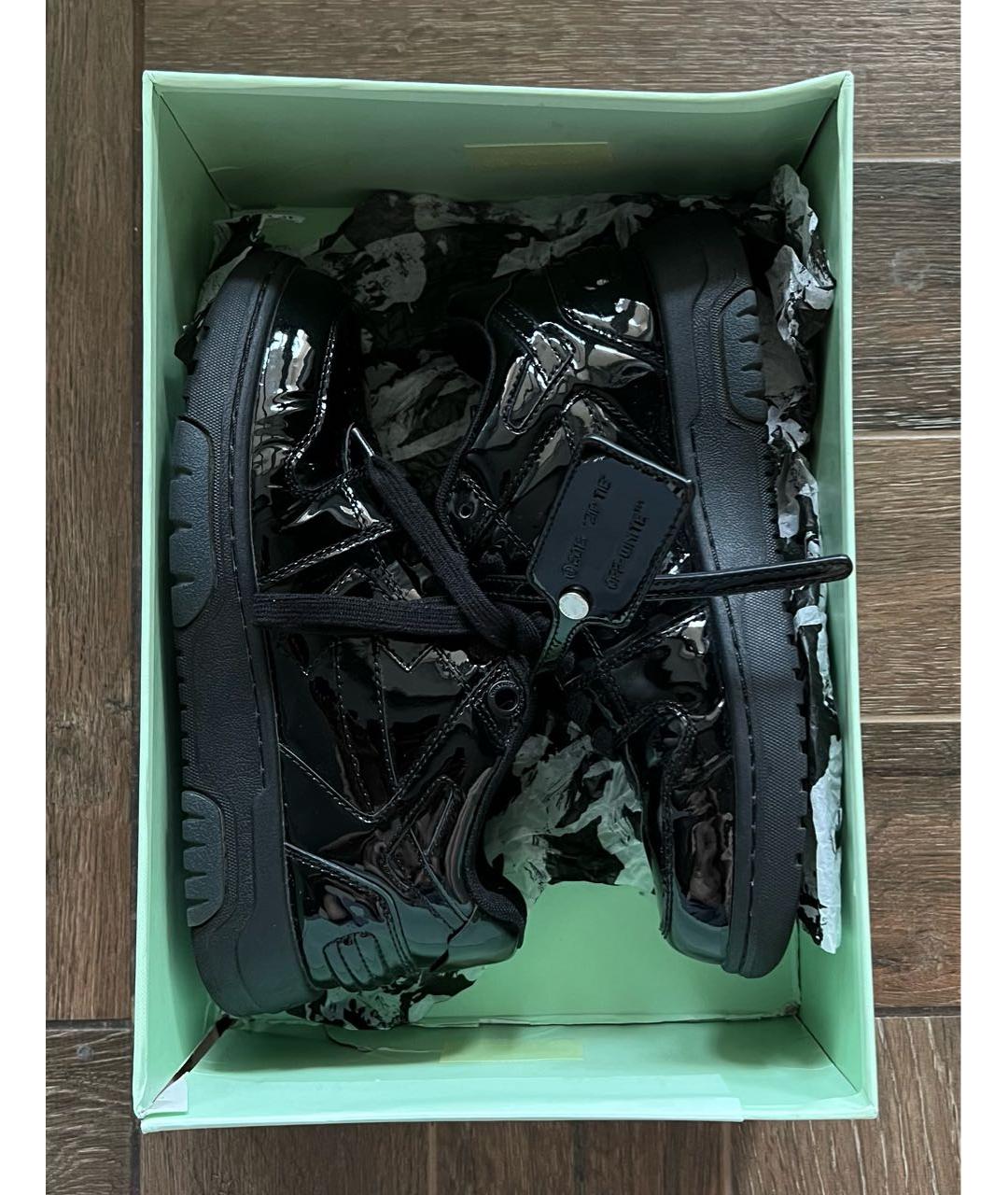 OFF-WHITE Черные кроссовки из лакированной кожи, фото 5