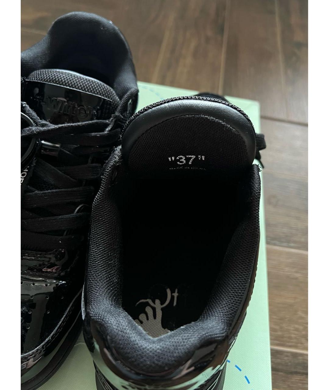 OFF-WHITE Черные кроссовки из лакированной кожи, фото 3