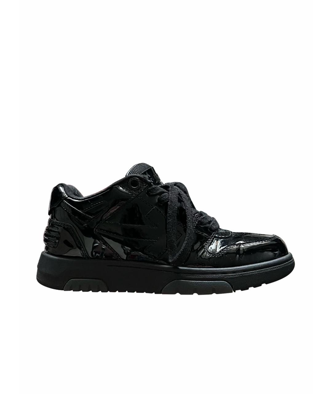 OFF-WHITE Черные кроссовки из лакированной кожи, фото 1