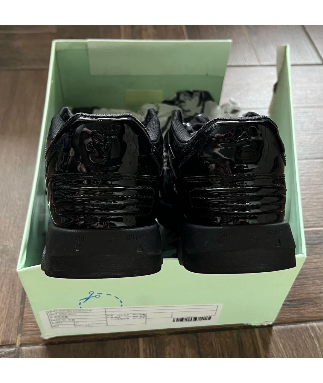 OFF-WHITE Черные кроссовки из лакированной кожи, фото 4