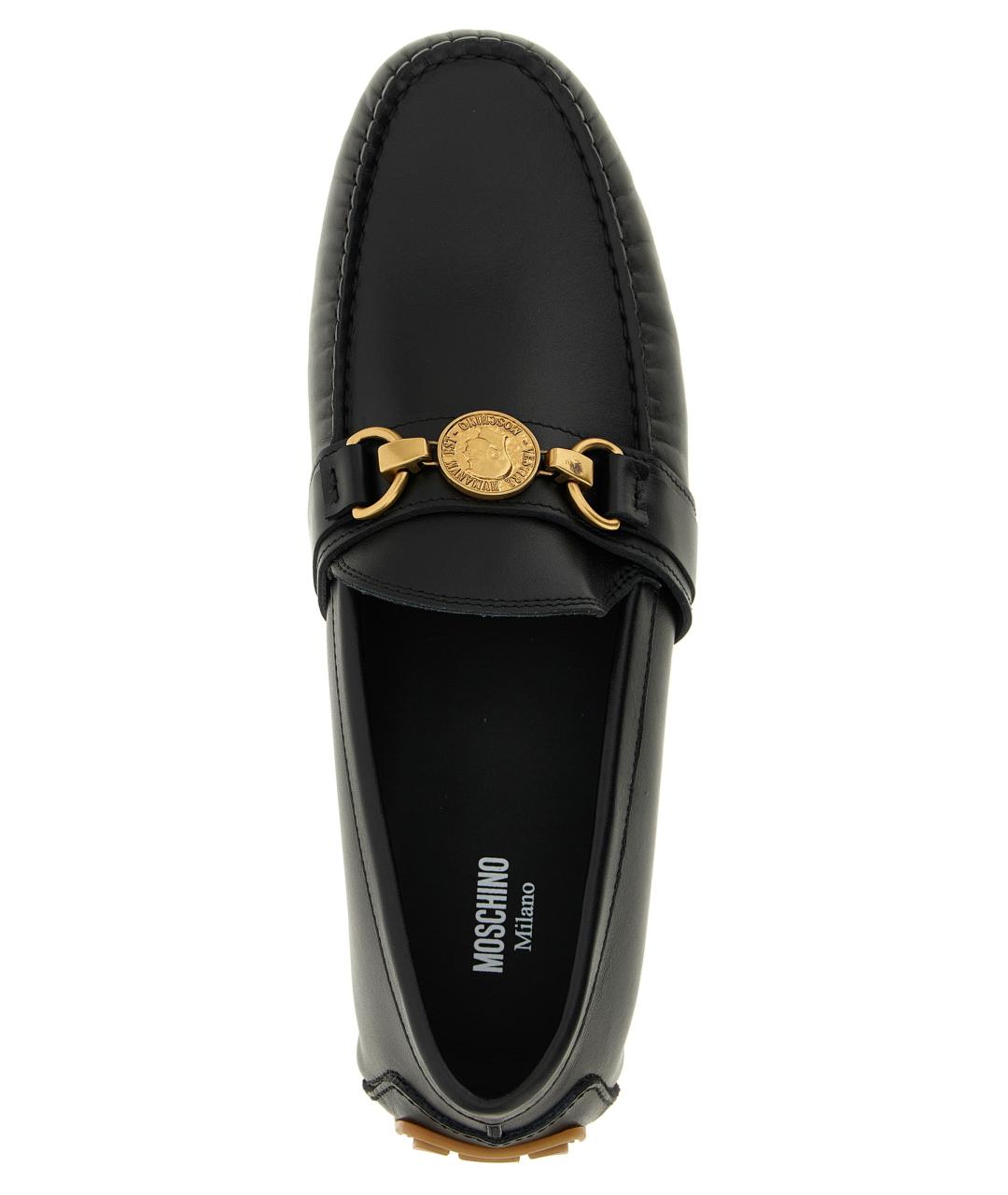 MOSCHINO Черные кожаные лоферы, фото 4
