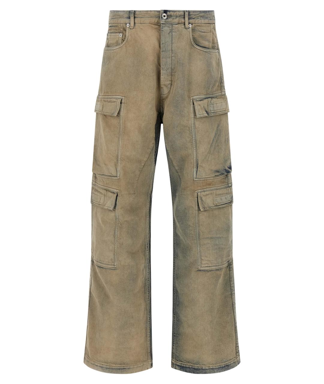 RICK OWENS DRKSHDW Бежевые хлопковые прямые джинсы, фото 1