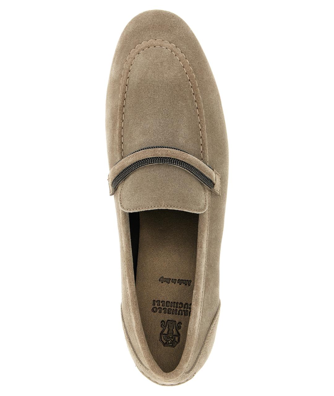 BRUNELLO CUCINELLI Серые кожаные лоферы, фото 4