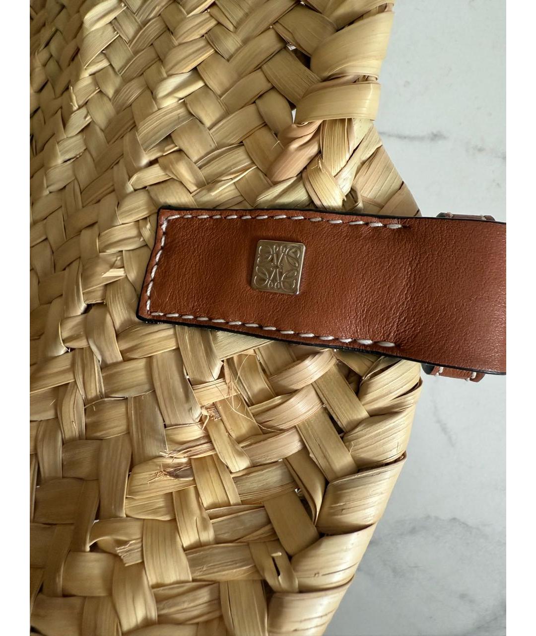 LOEWE Бежевая пелетеная пляжная сумка, фото 6