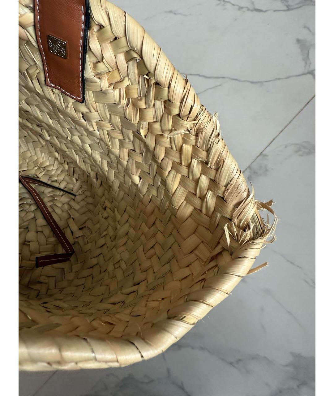 LOEWE Бежевая пелетеная пляжная сумка, фото 7