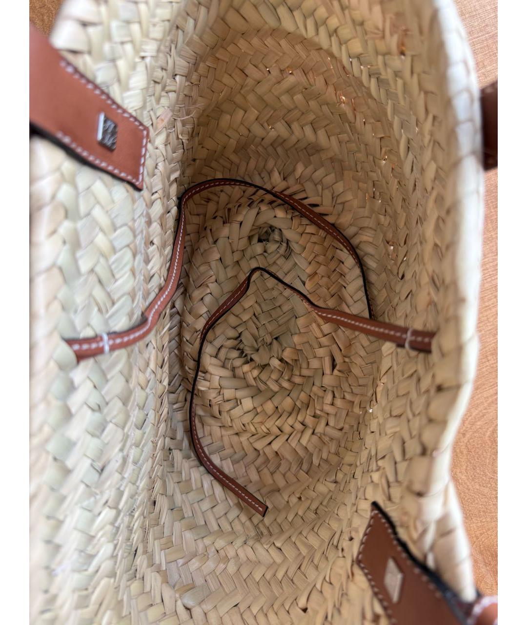 LOEWE Бежевая пелетеная пляжная сумка, фото 4