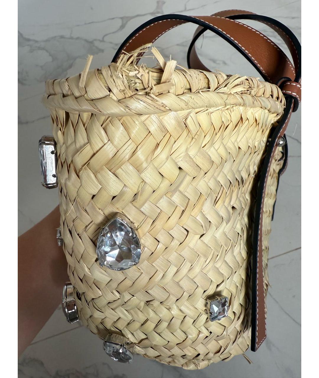 LOEWE Бежевая пелетеная пляжная сумка, фото 8