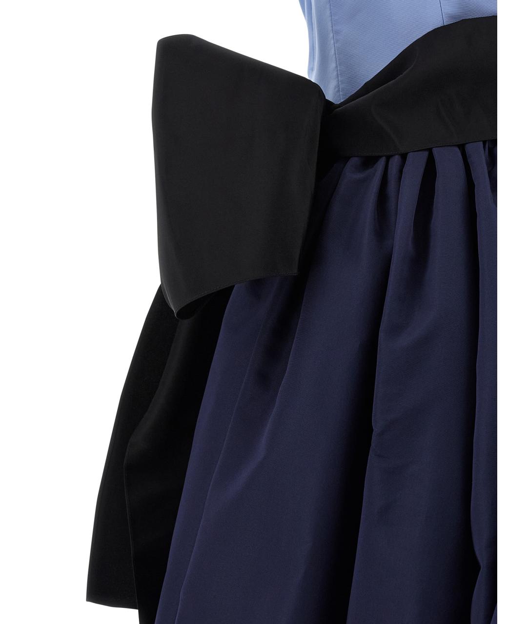 CAROLINA HERRERA Синее шелковое вечернее платье, фото 4
