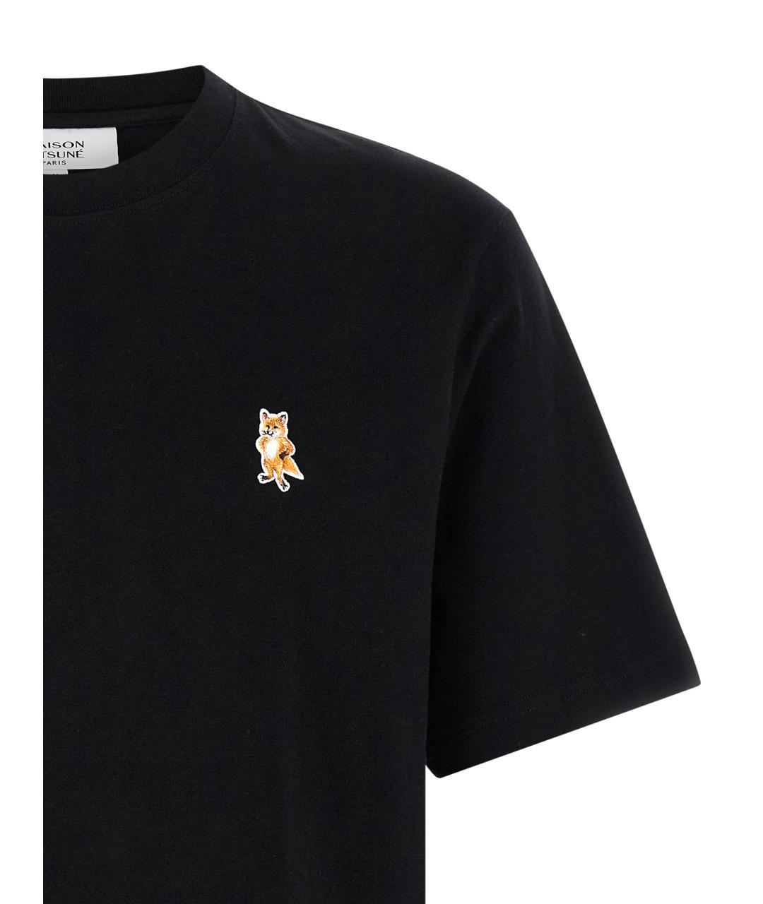 MAISON KITSUNE Черная хлопковая футболка, фото 3