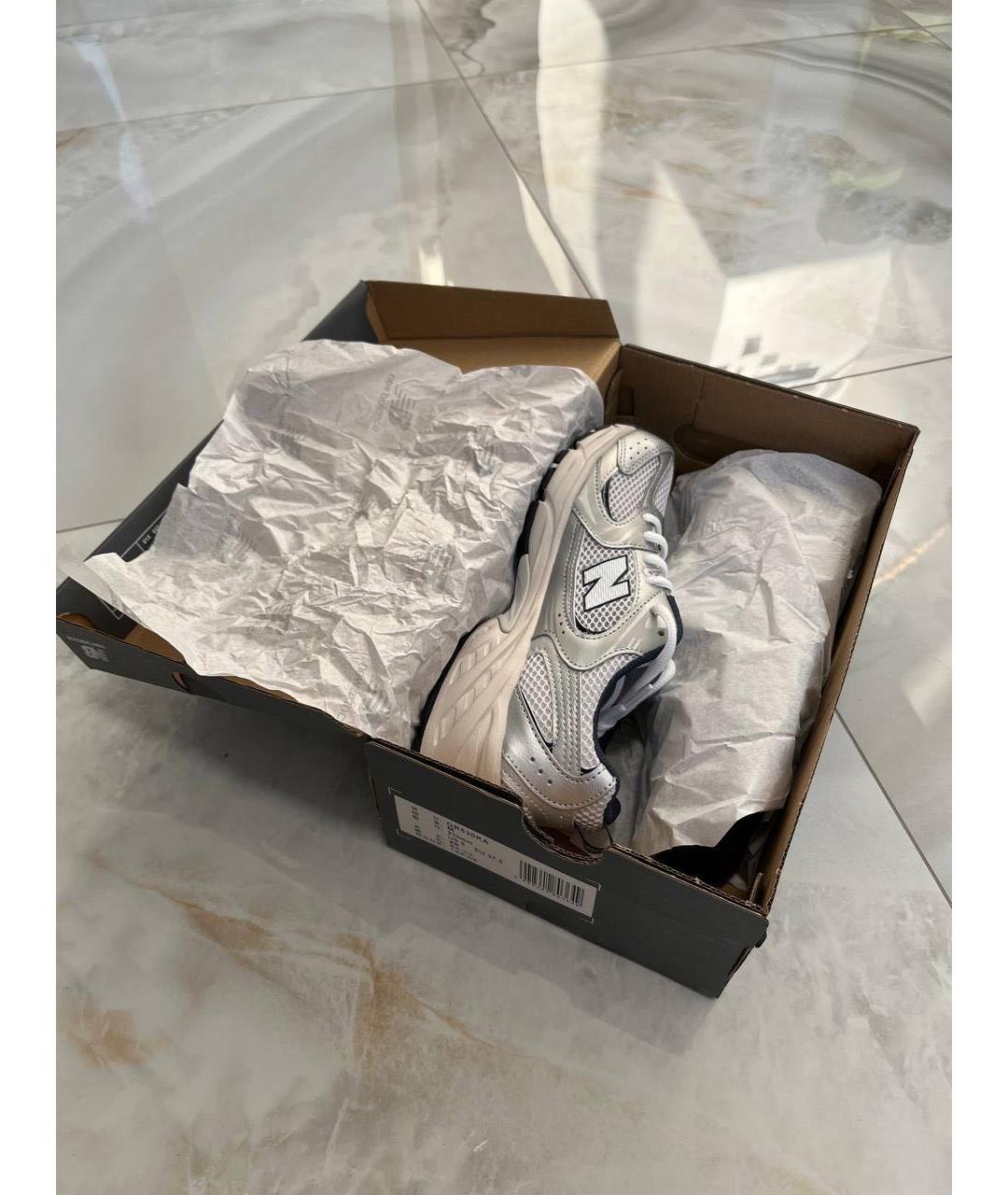 NEW BALANCE Серебряные кожаные кроссовки, фото 6