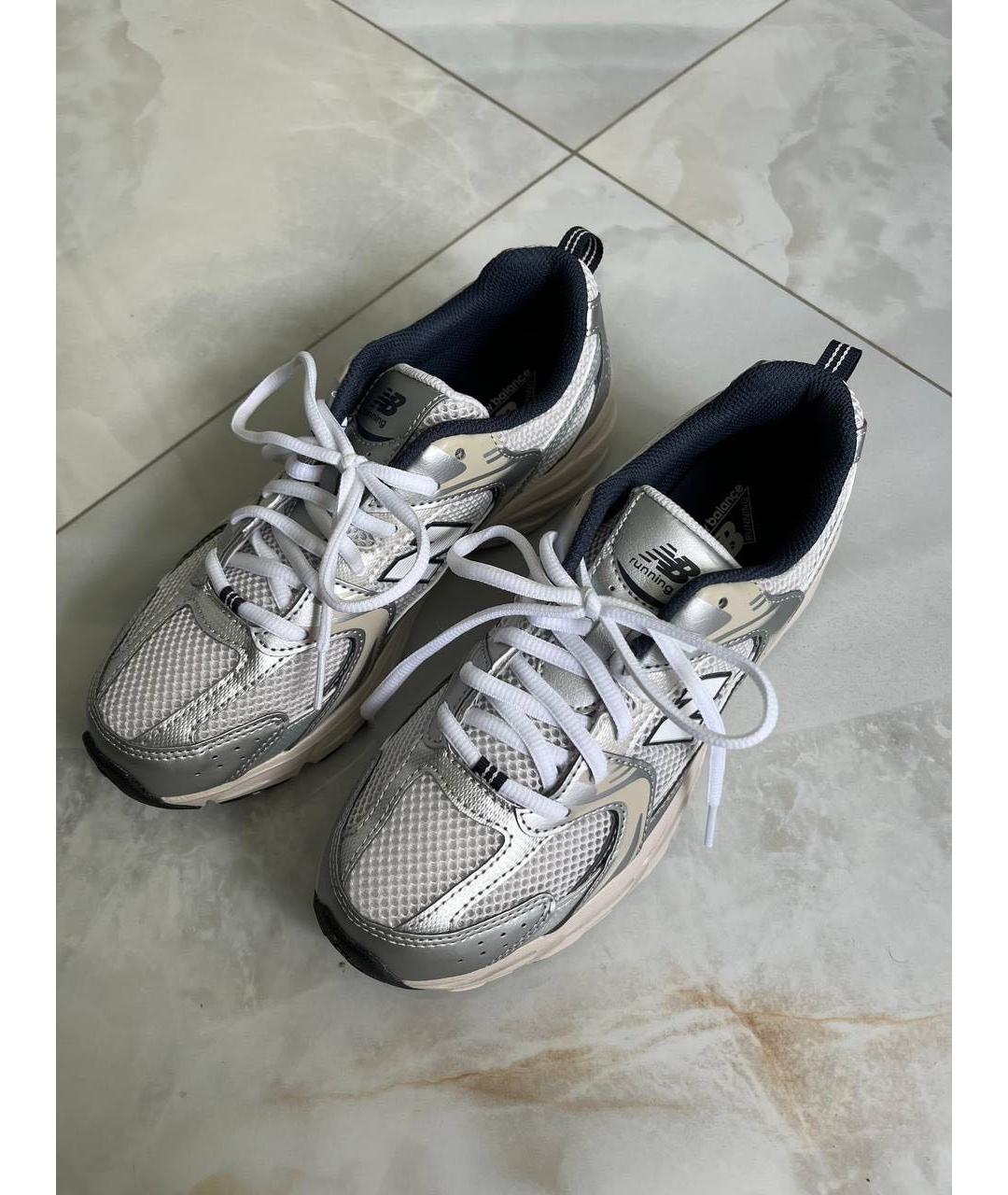 NEW BALANCE Серебряные кожаные кроссовки, фото 4