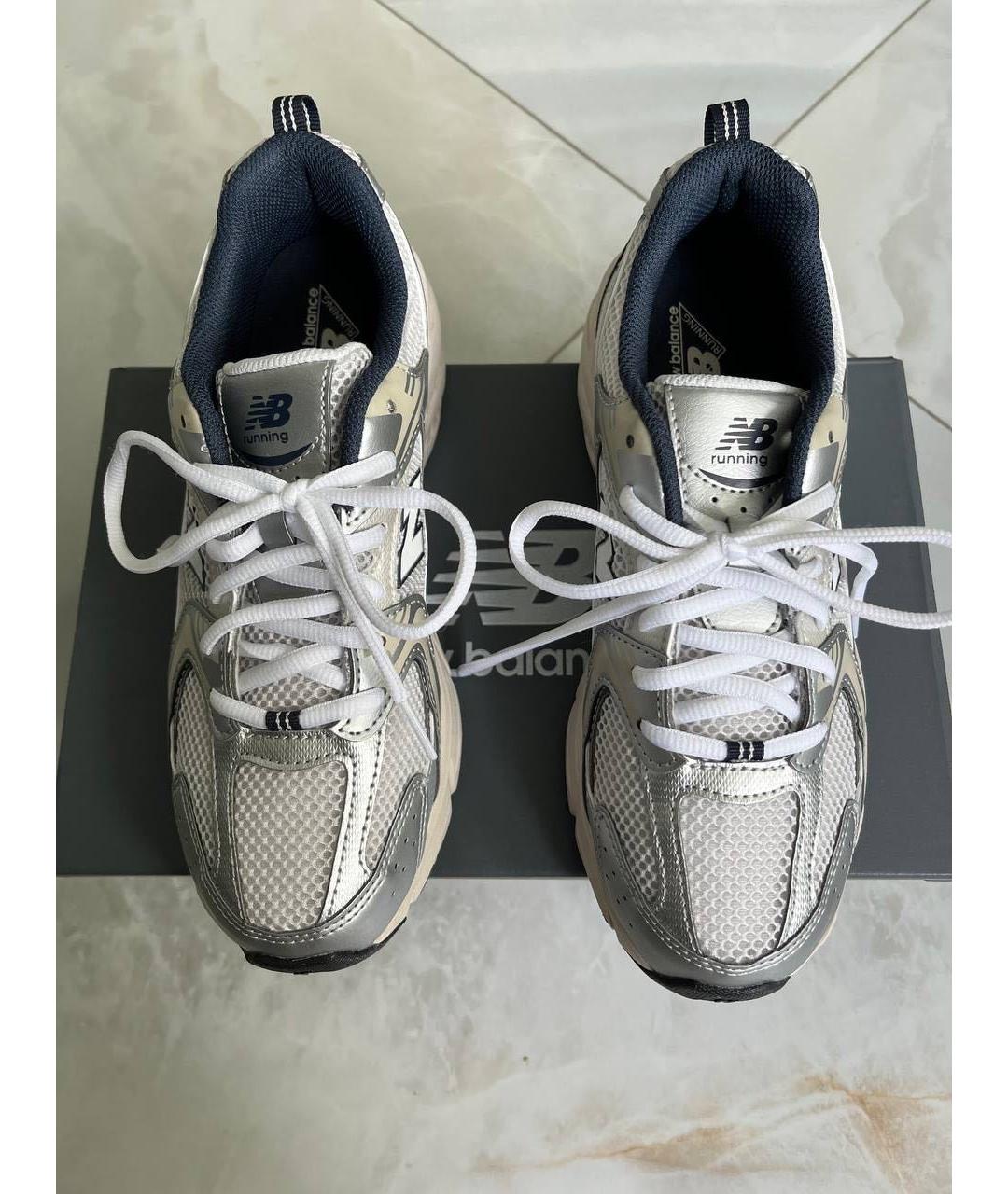 NEW BALANCE Серебряные кожаные кроссовки, фото 8