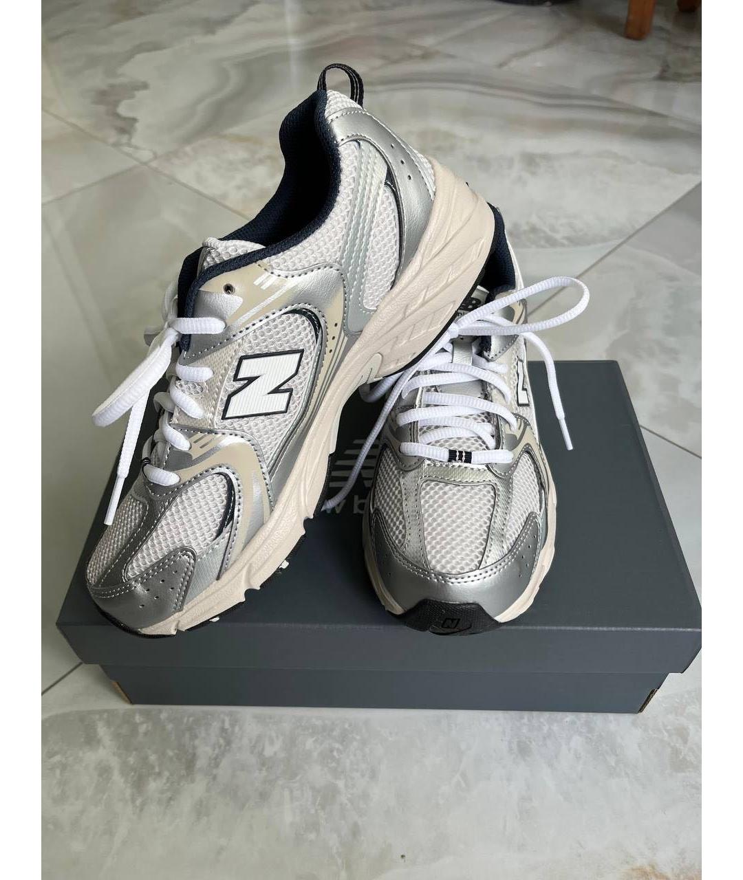 NEW BALANCE Серебряные кожаные кроссовки, фото 5
