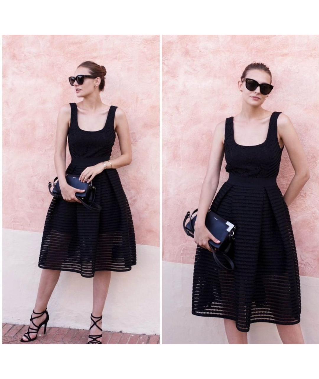 PINKO Черное хлопковое коктейльное платье, фото 4