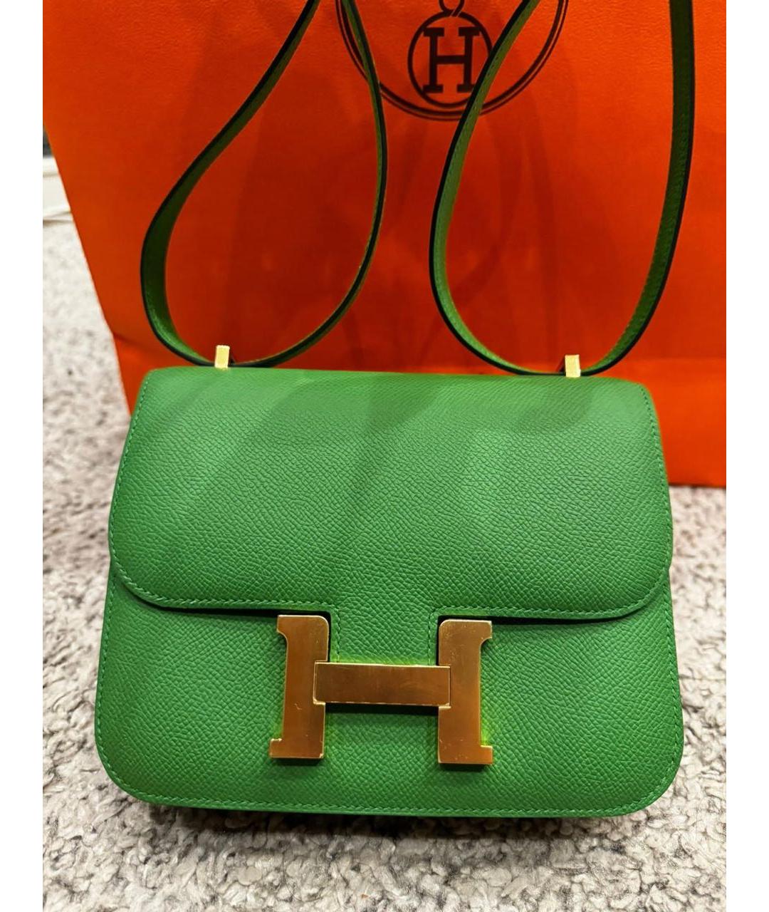 HERMES Зеленая кожаная сумка через плечо, фото 2