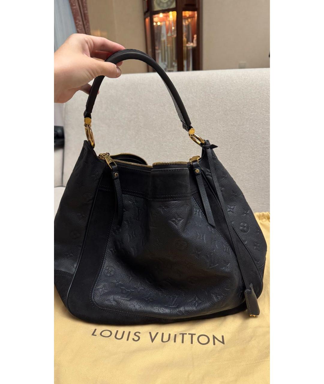 LOUIS VUITTON Темно-синяя замшевая сумка с короткими ручками, фото 5