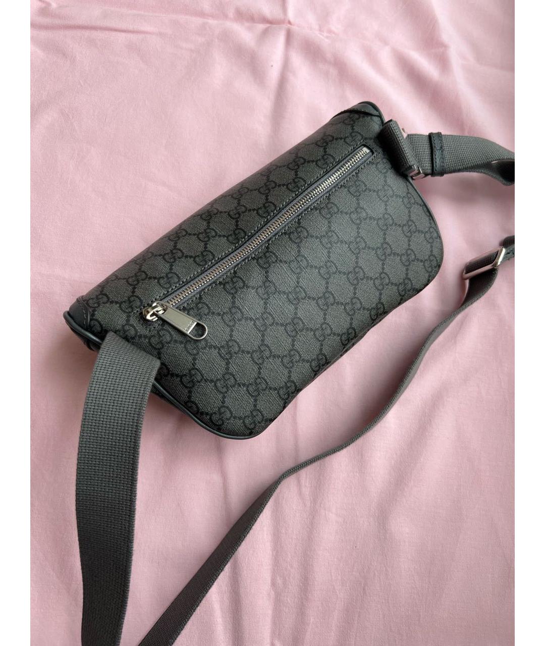 GUCCI Серая кожаная поясная сумка, фото 3