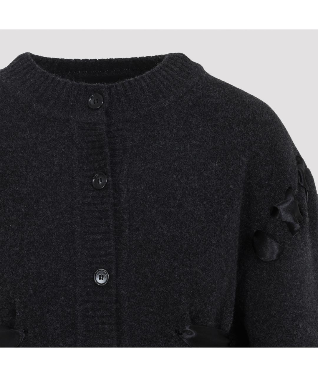 SIMONE ROCHA Антрацитовый шерстяной кардиган, фото 4