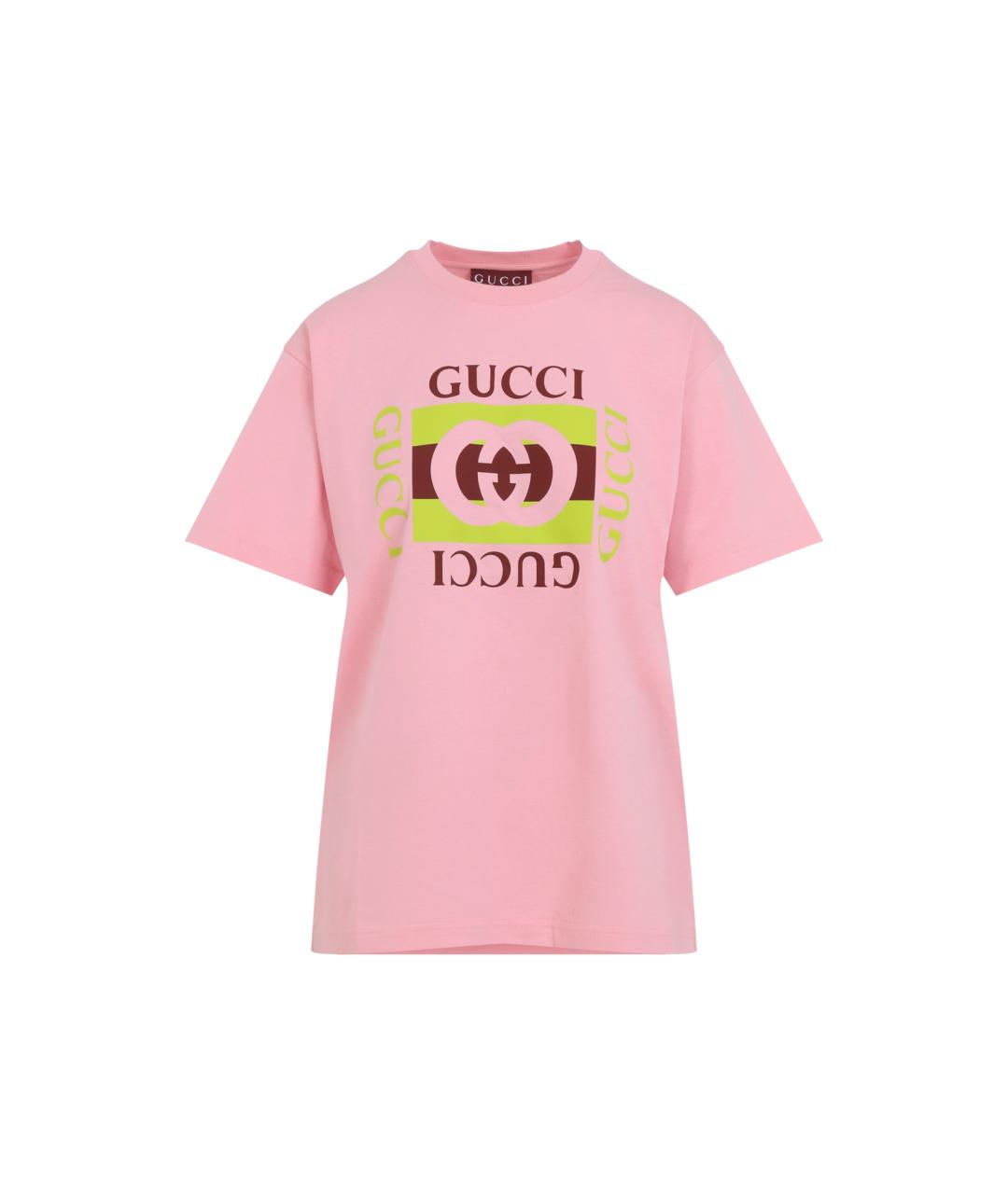 GUCCI Розовая хлопковая футболка, фото 1