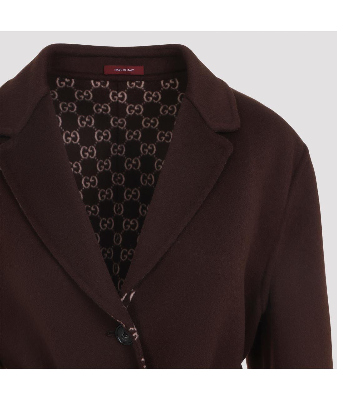 GUCCI Коричневое шерстяное пальто, фото 4