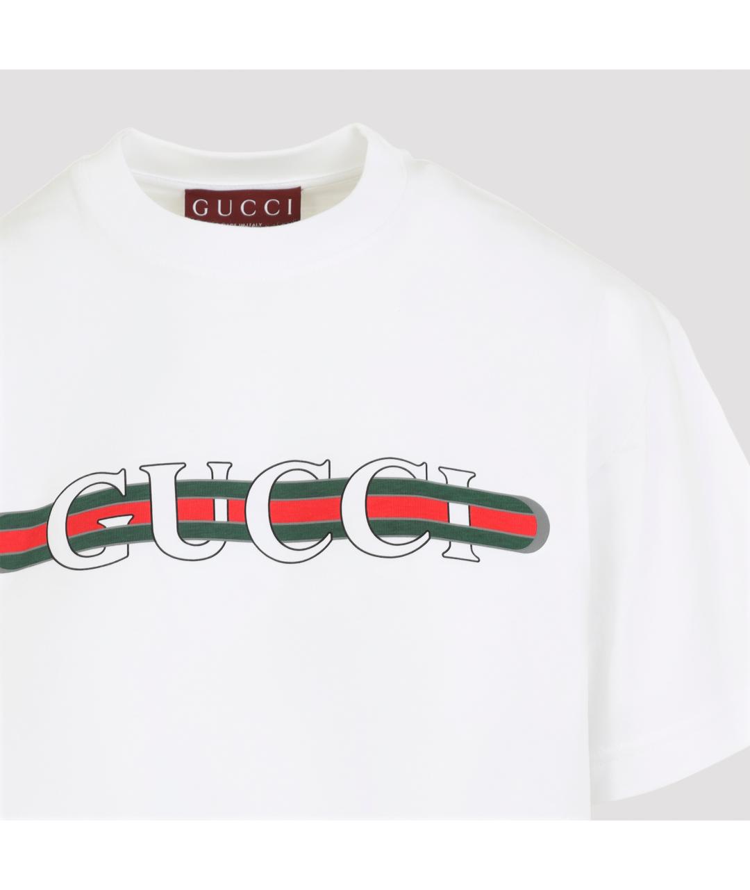 GUCCI Белая хлопковая футболка, фото 3