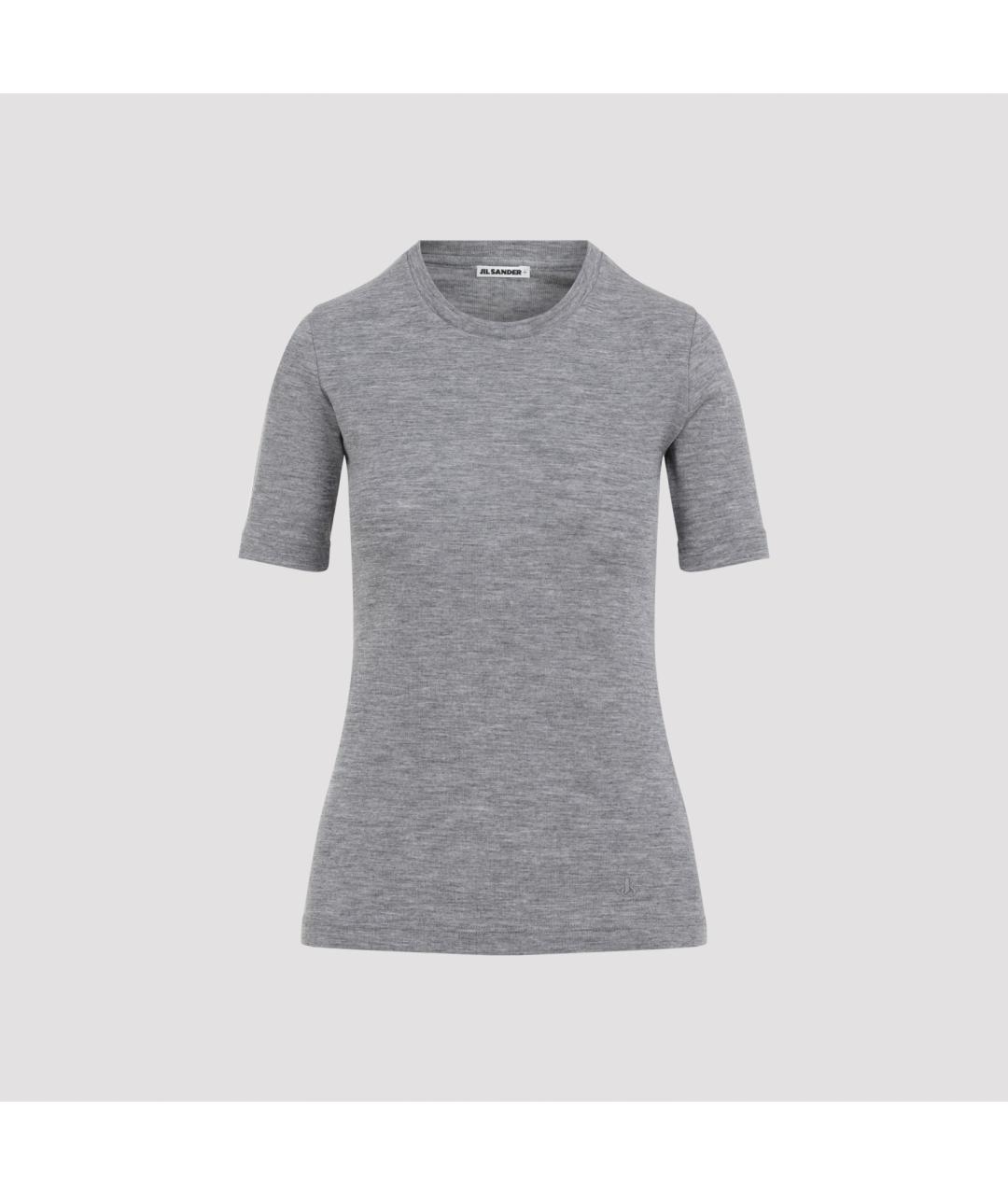 JIL SANDER Антрацитовая шерстяная футболка, фото 4