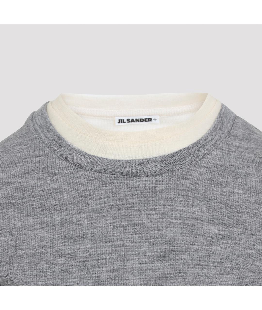 JIL SANDER Антрацитовая шерстяная футболка, фото 3