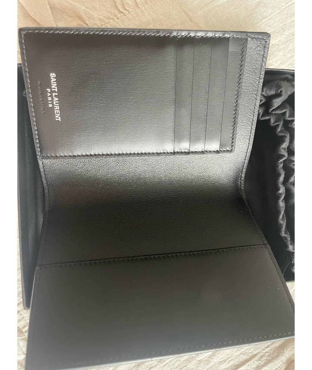SAINT LAURENT Черный кожаный кардхолдер, фото 2