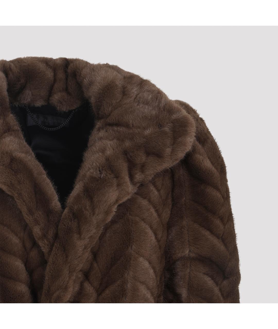BALENCIAGA Коричневая полиэстеровая шуба, фото 5