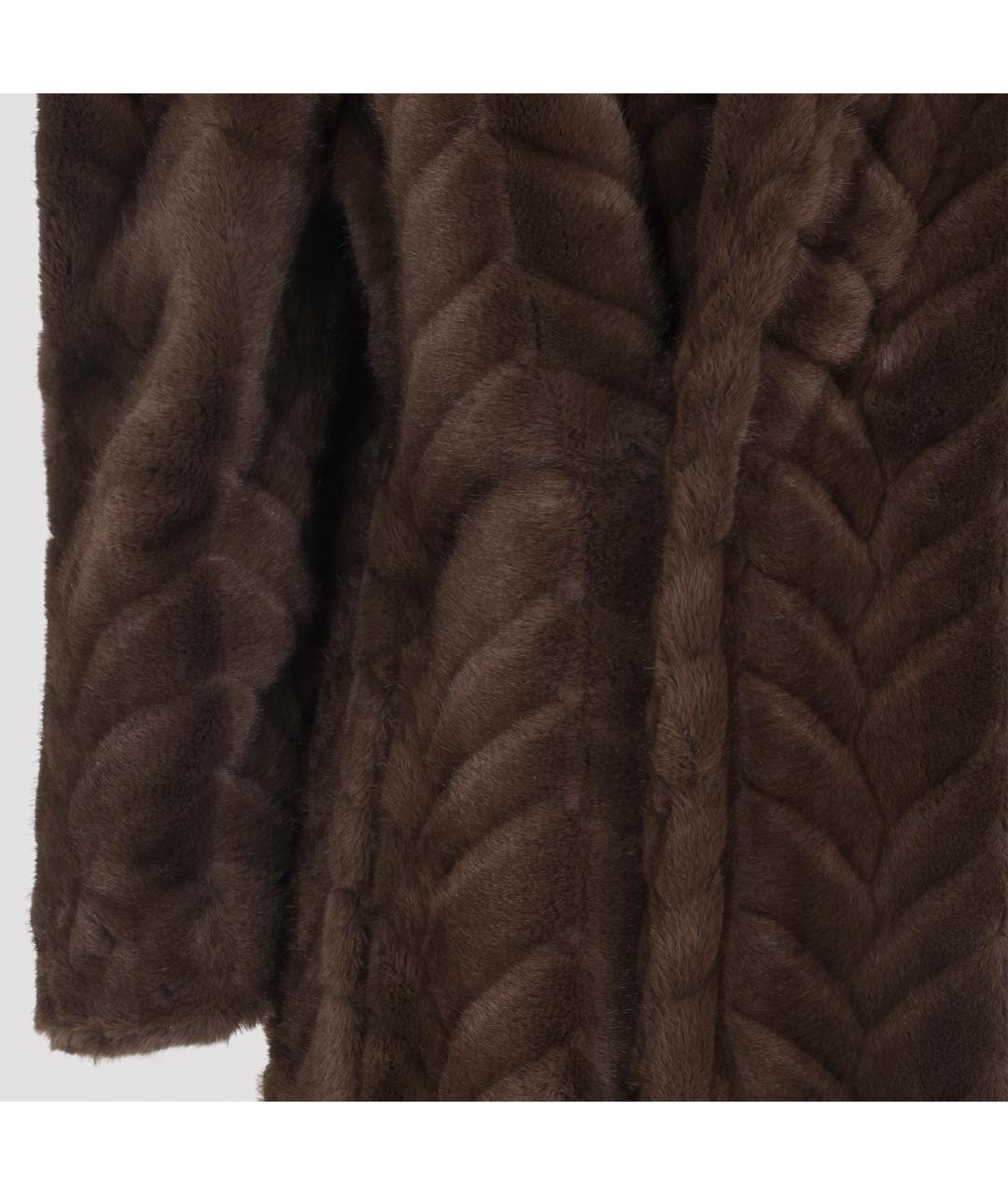 BALENCIAGA Коричневая полиэстеровая шуба, фото 6