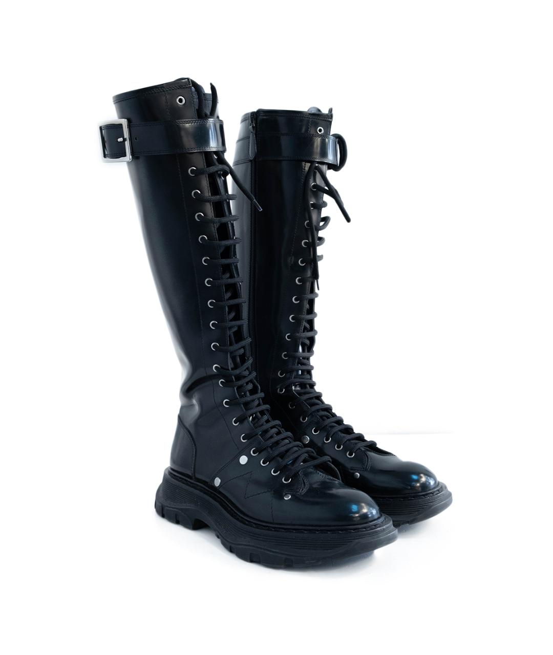 ALEXANDER MCQUEEN Черные кожаные сапоги, фото 2