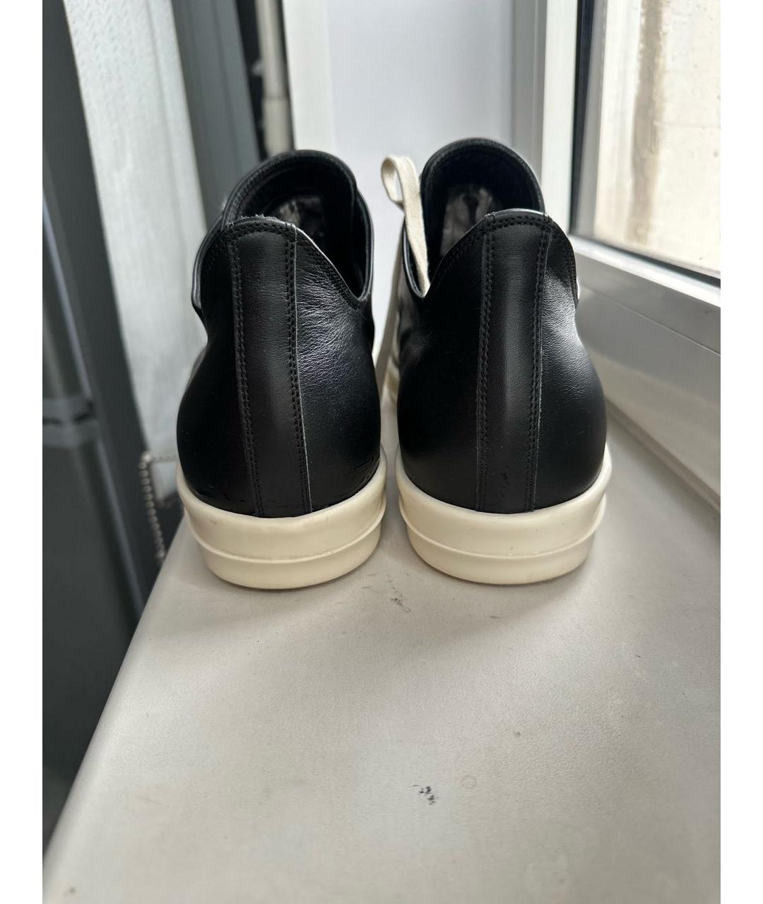 RICK OWENS Черные кожаные высокие кроссовки / кеды, фото 4