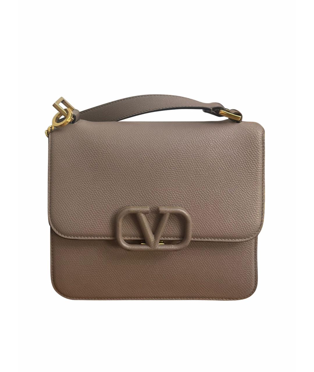 VALENTINO Бежевая кожаная сумка через плечо, фото 1