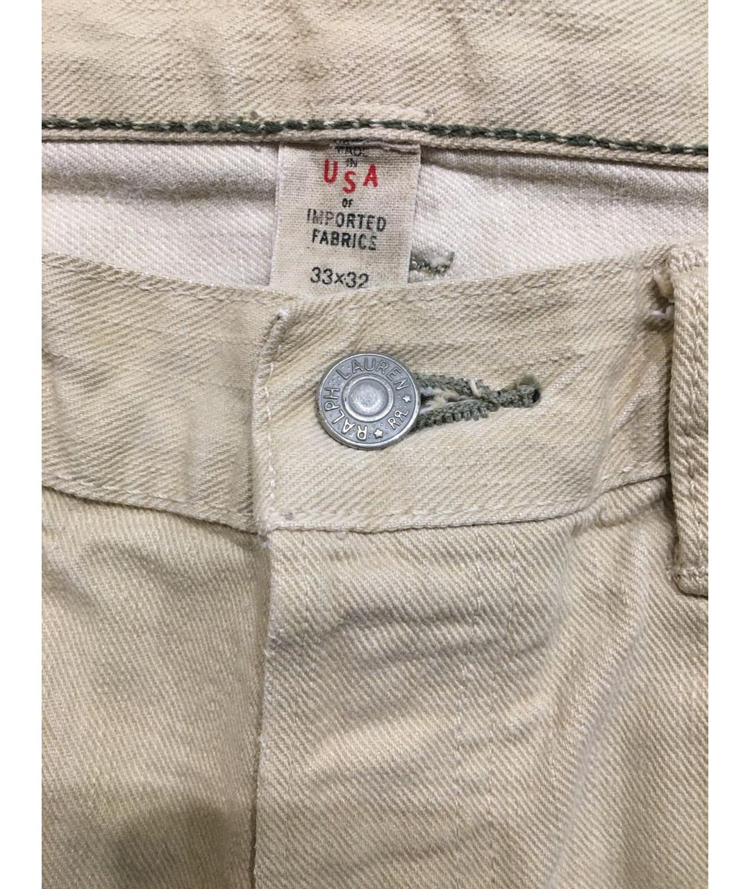 RALPH LAUREN Бежевые хлопковые прямые джинсы, фото 3