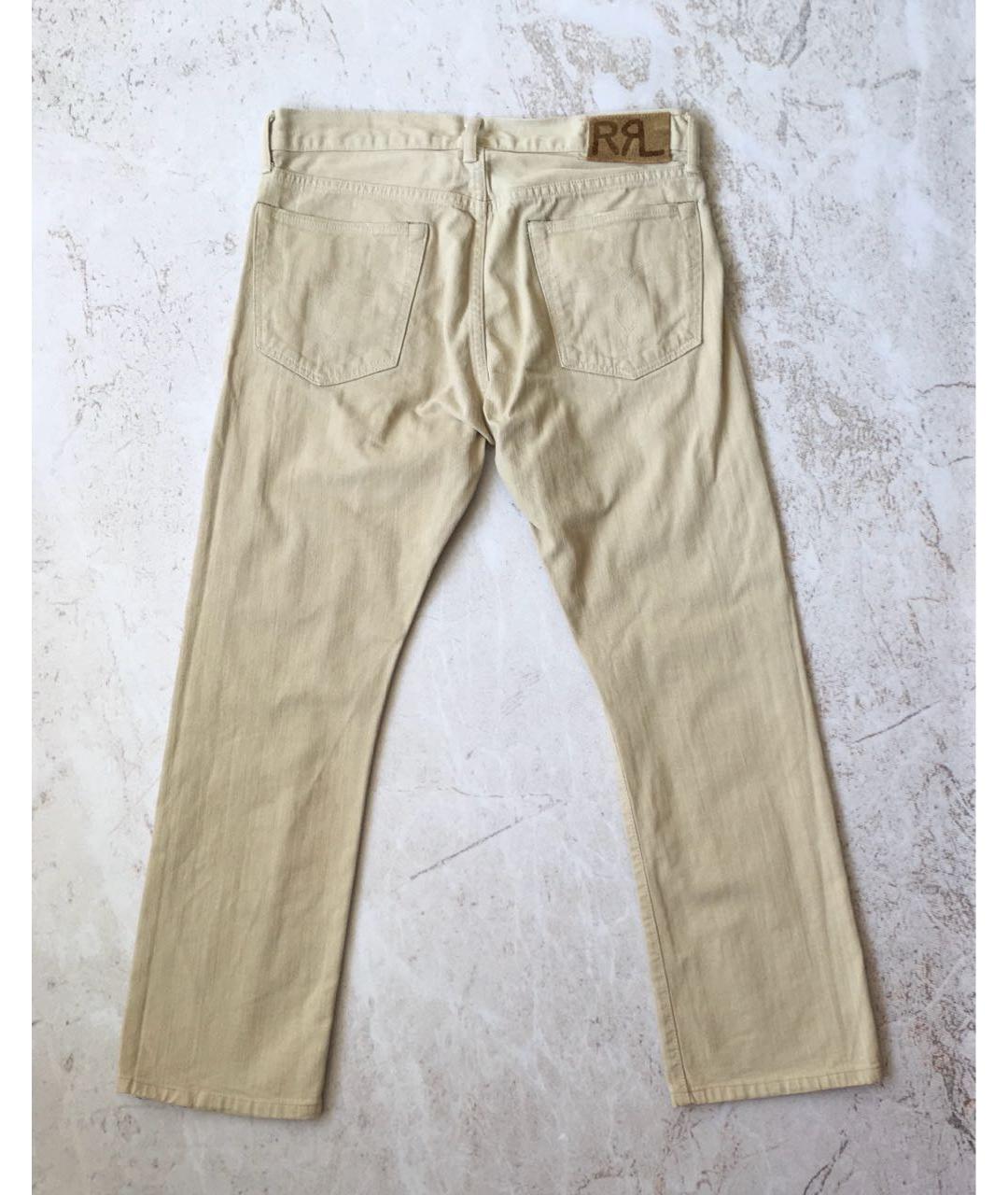 RALPH LAUREN Бежевые хлопковые прямые джинсы, фото 8