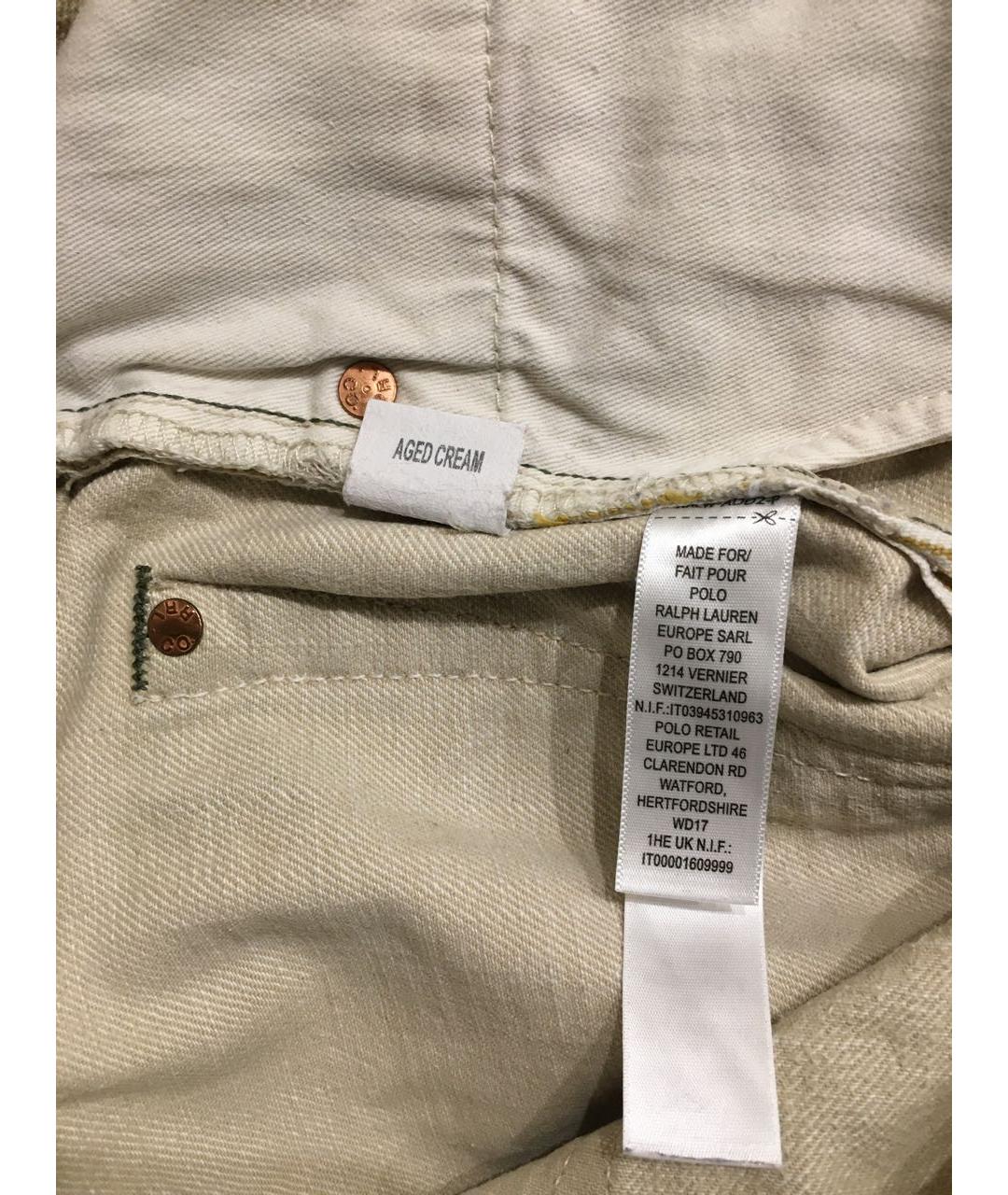 RALPH LAUREN Бежевые хлопковые прямые джинсы, фото 4