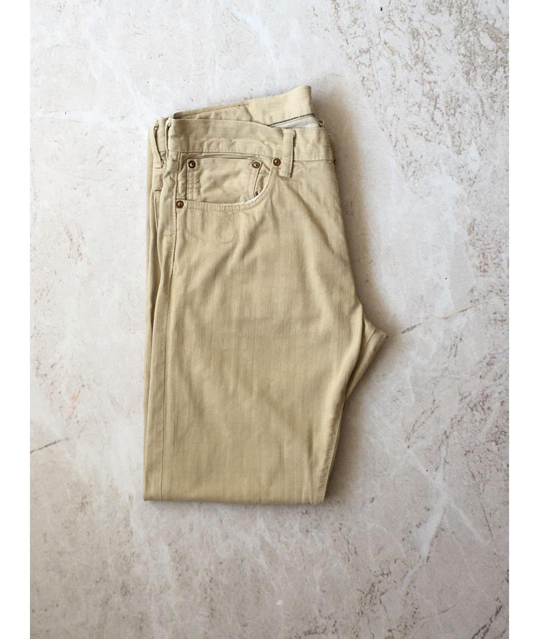 RALPH LAUREN Бежевые хлопковые прямые джинсы, фото 2