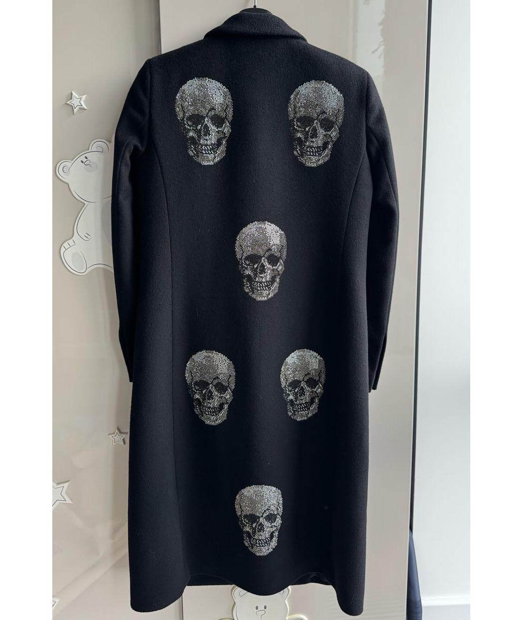 PHILIPP PLEIN Черное шерстяное пальто, фото 3