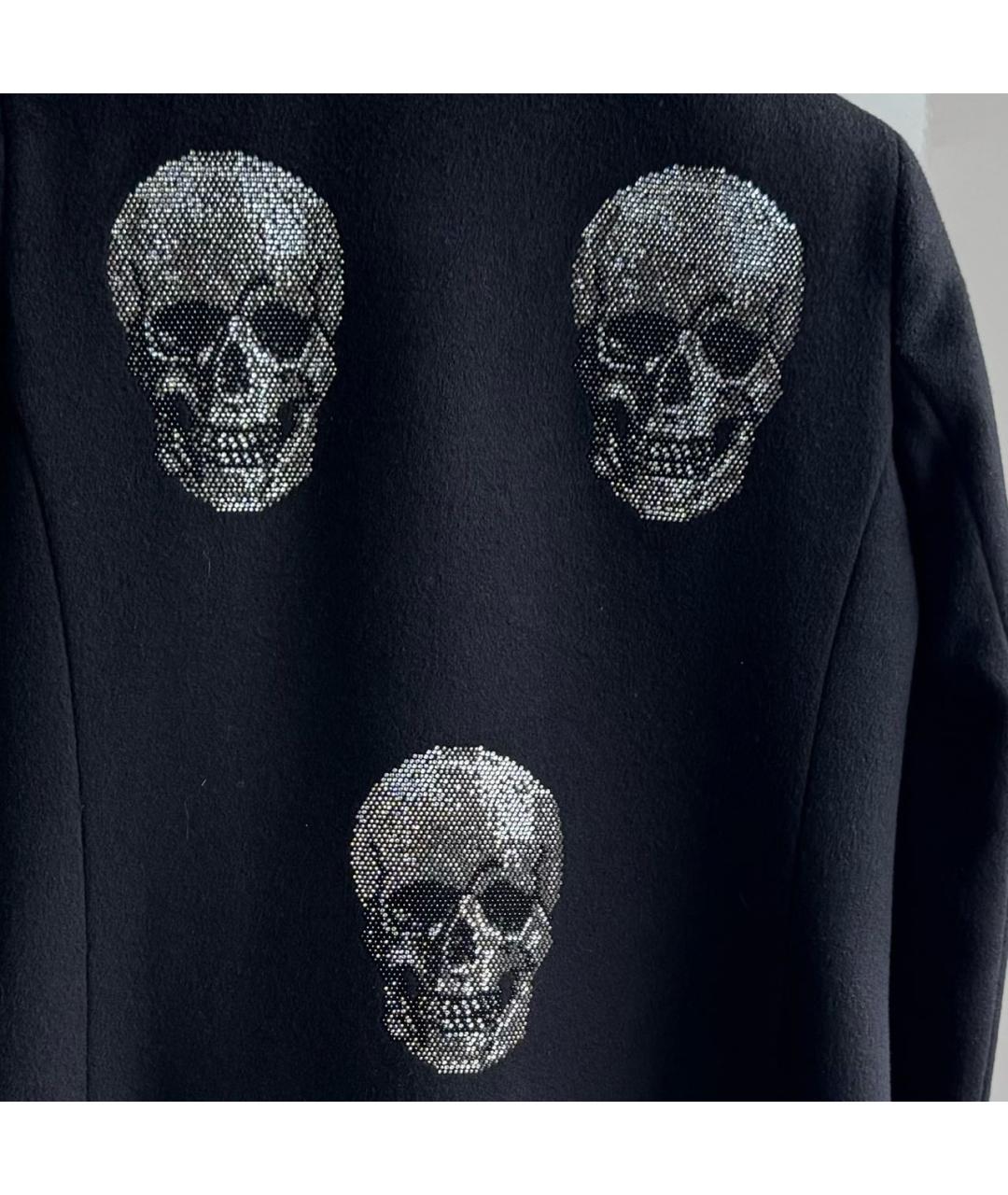 PHILIPP PLEIN Черное шерстяное пальто, фото 8
