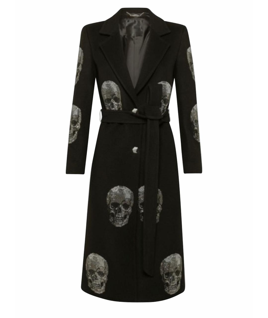 PHILIPP PLEIN Черное шерстяное пальто, фото 1