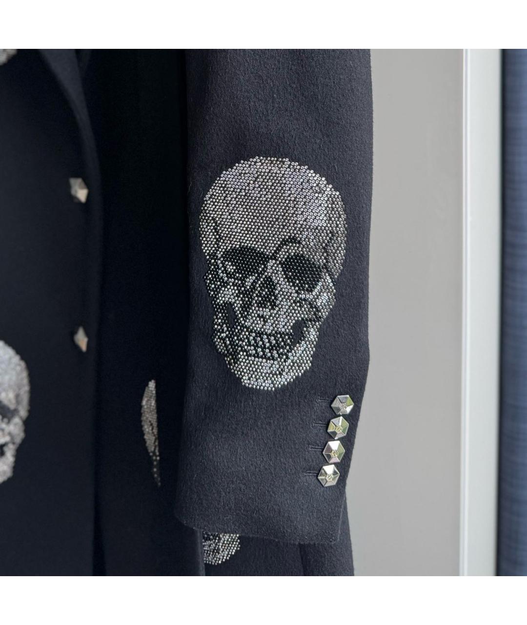 PHILIPP PLEIN Черное шерстяное пальто, фото 7