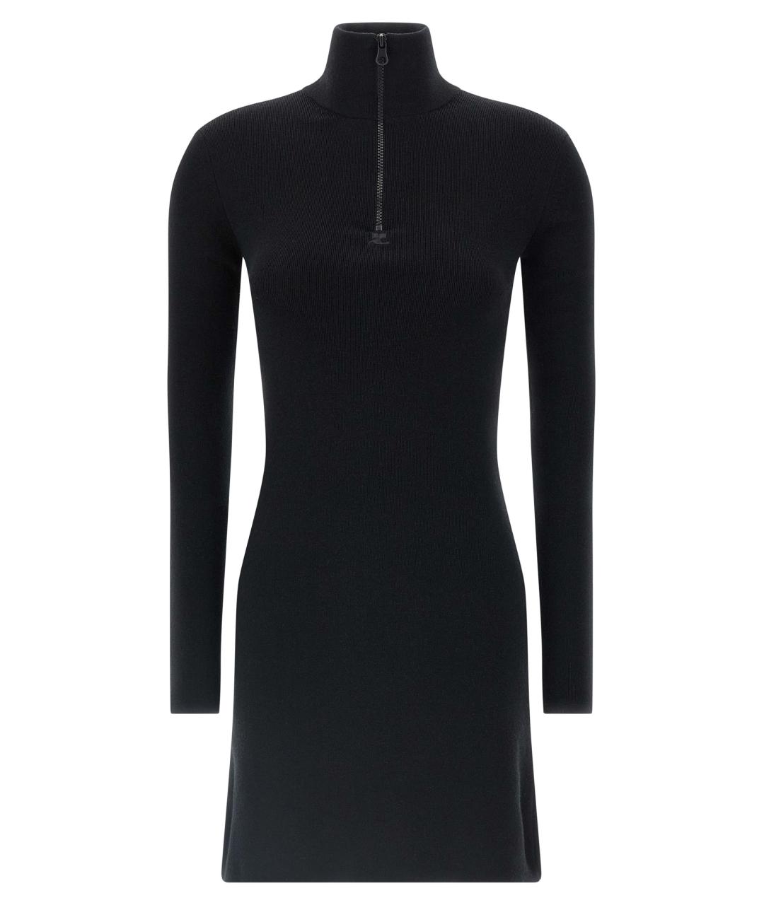 COURREGES Черное шерстяное повседневное платье, фото 1
