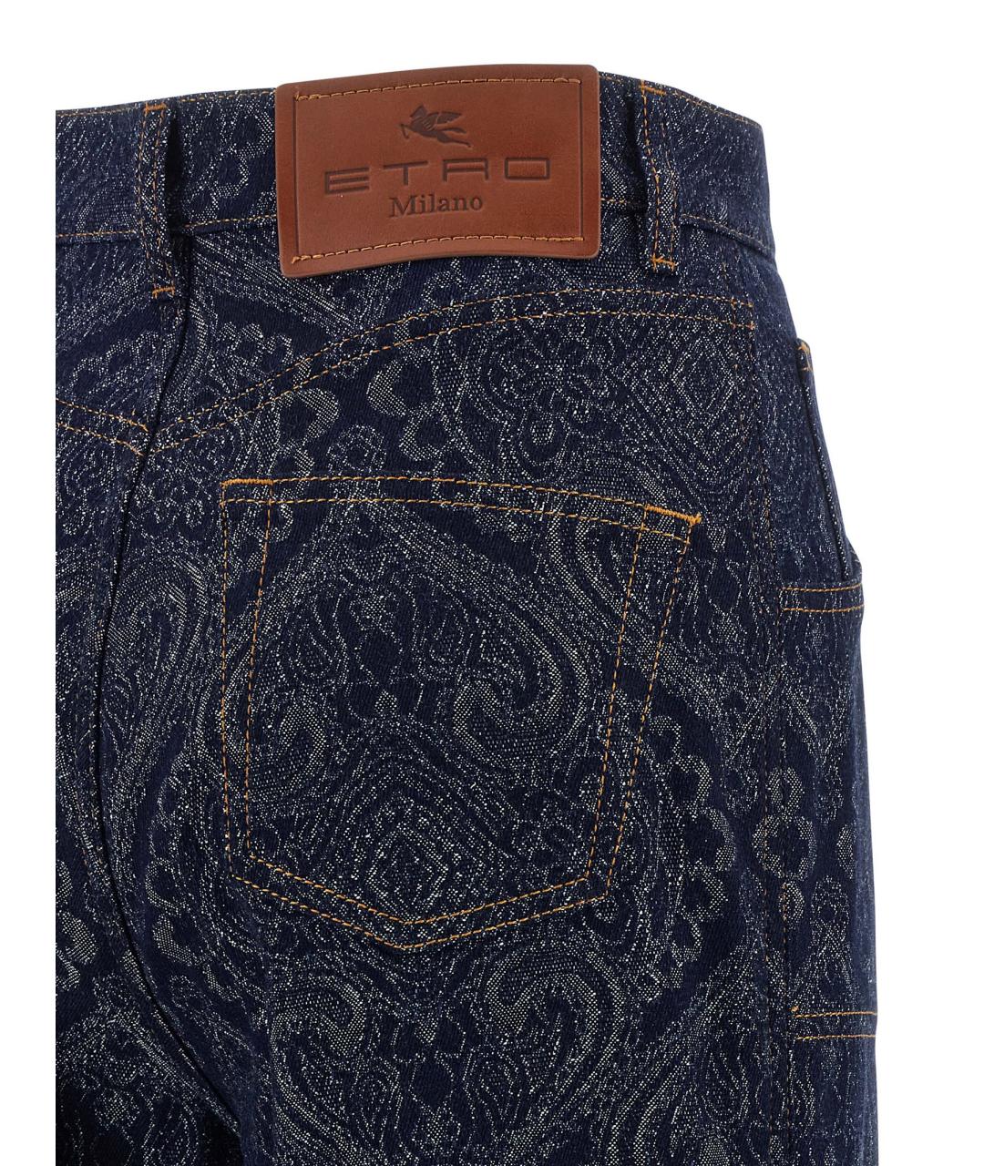ETRO Темно-синие хлопковые прямые джинсы, фото 4