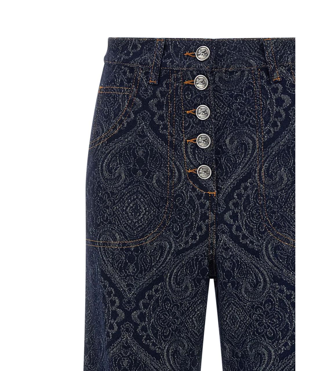ETRO Темно-синие хлопковые прямые джинсы, фото 3
