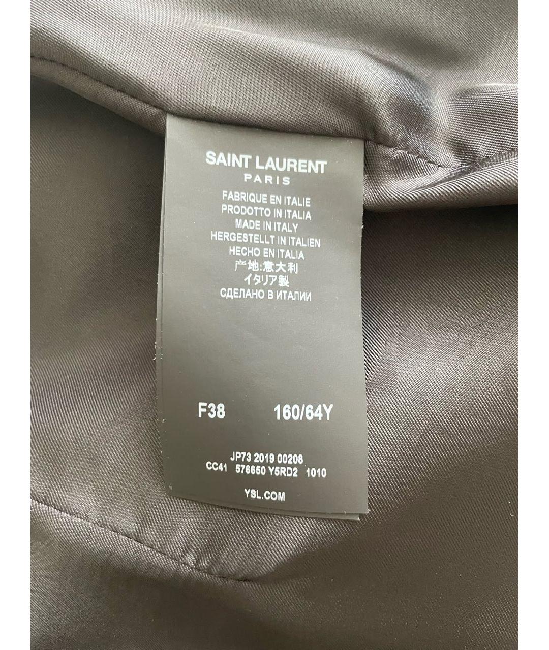 SAINT LAURENT Черная кожаная юбка мини, фото 3