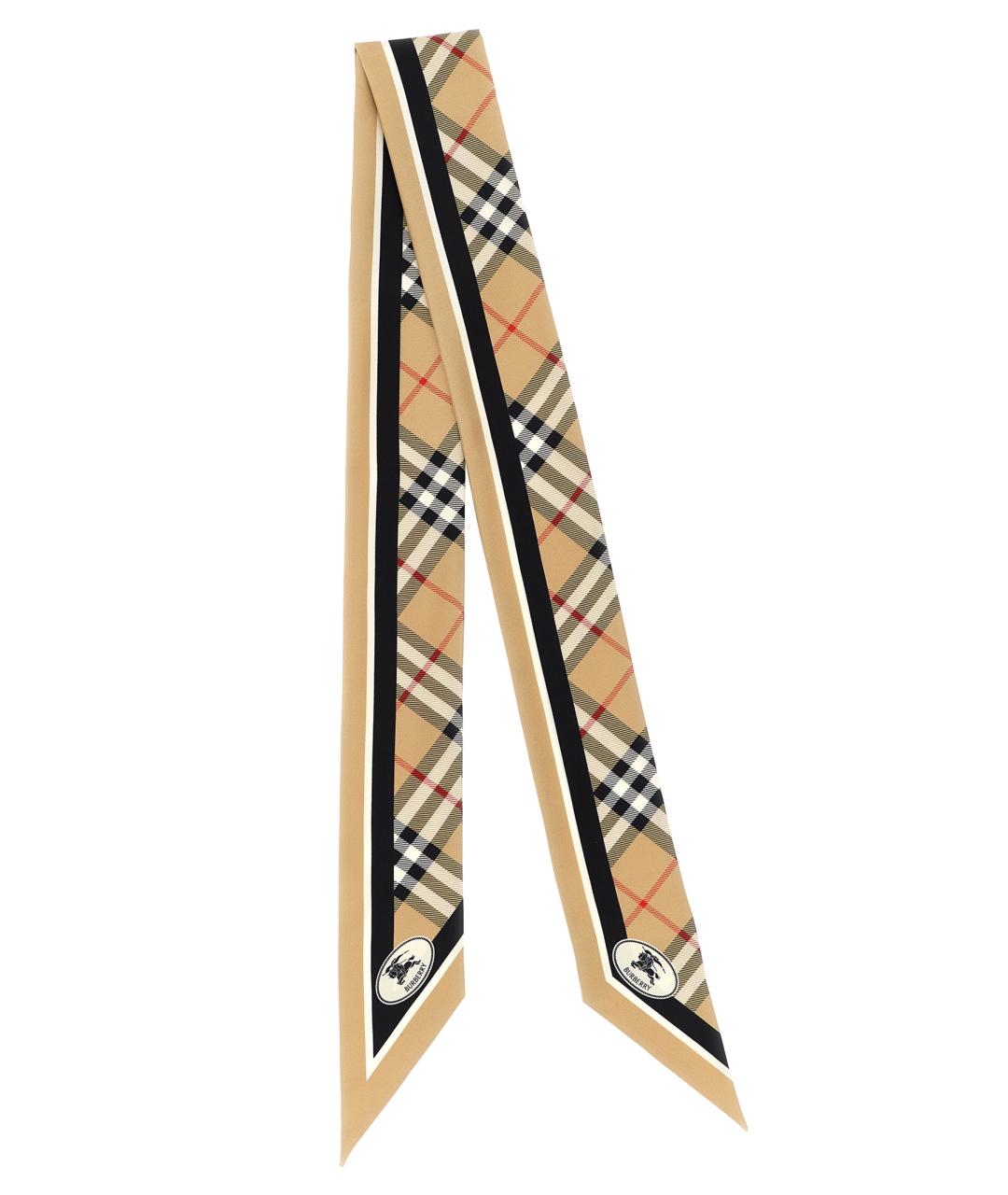 BURBERRY Бежевый шелковый шарф, фото 1