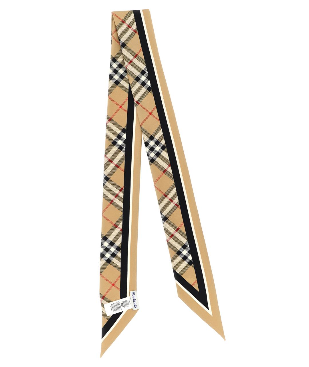 BURBERRY Бежевый шелковый шарф, фото 2