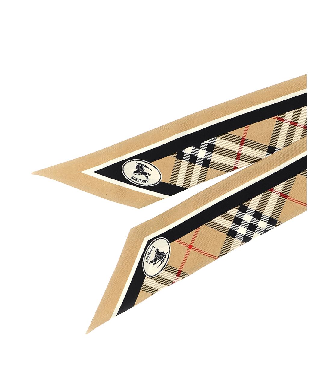 BURBERRY Бежевый шелковый шарф, фото 3