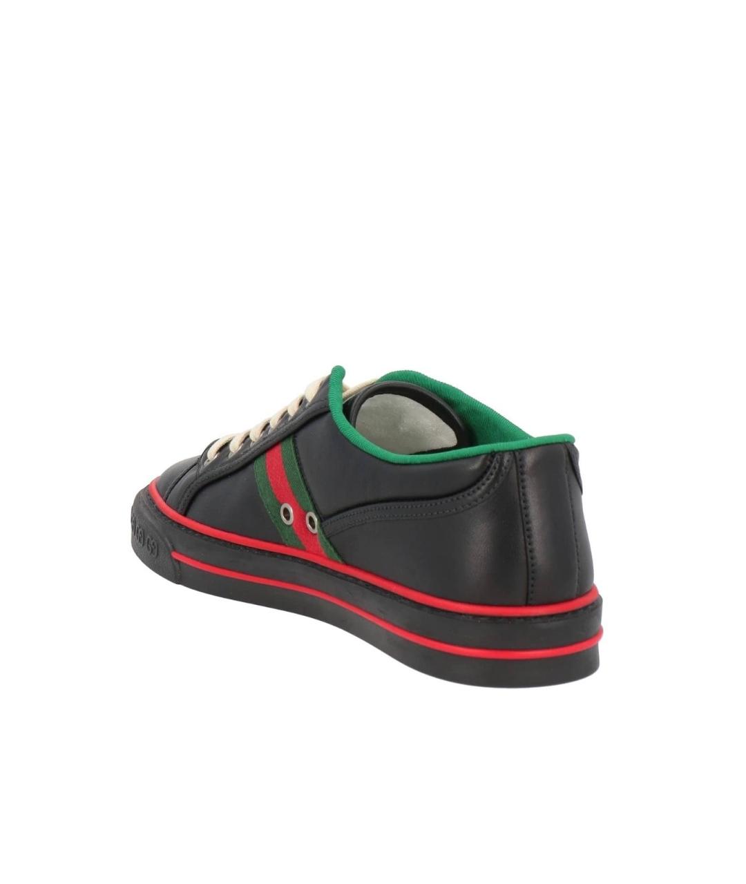 GUCCI Черные кожаные низкие кроссовки / кеды, фото 4